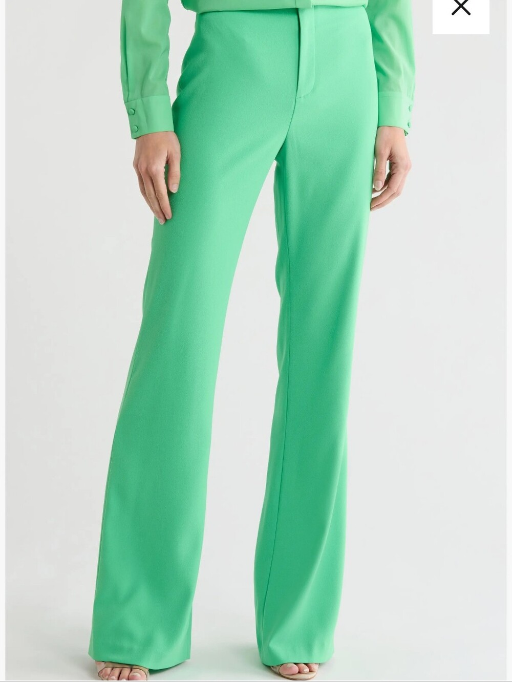 Alice + Olivia Garden Green Wide-Leg Crepe Pants. NWT, Size 6